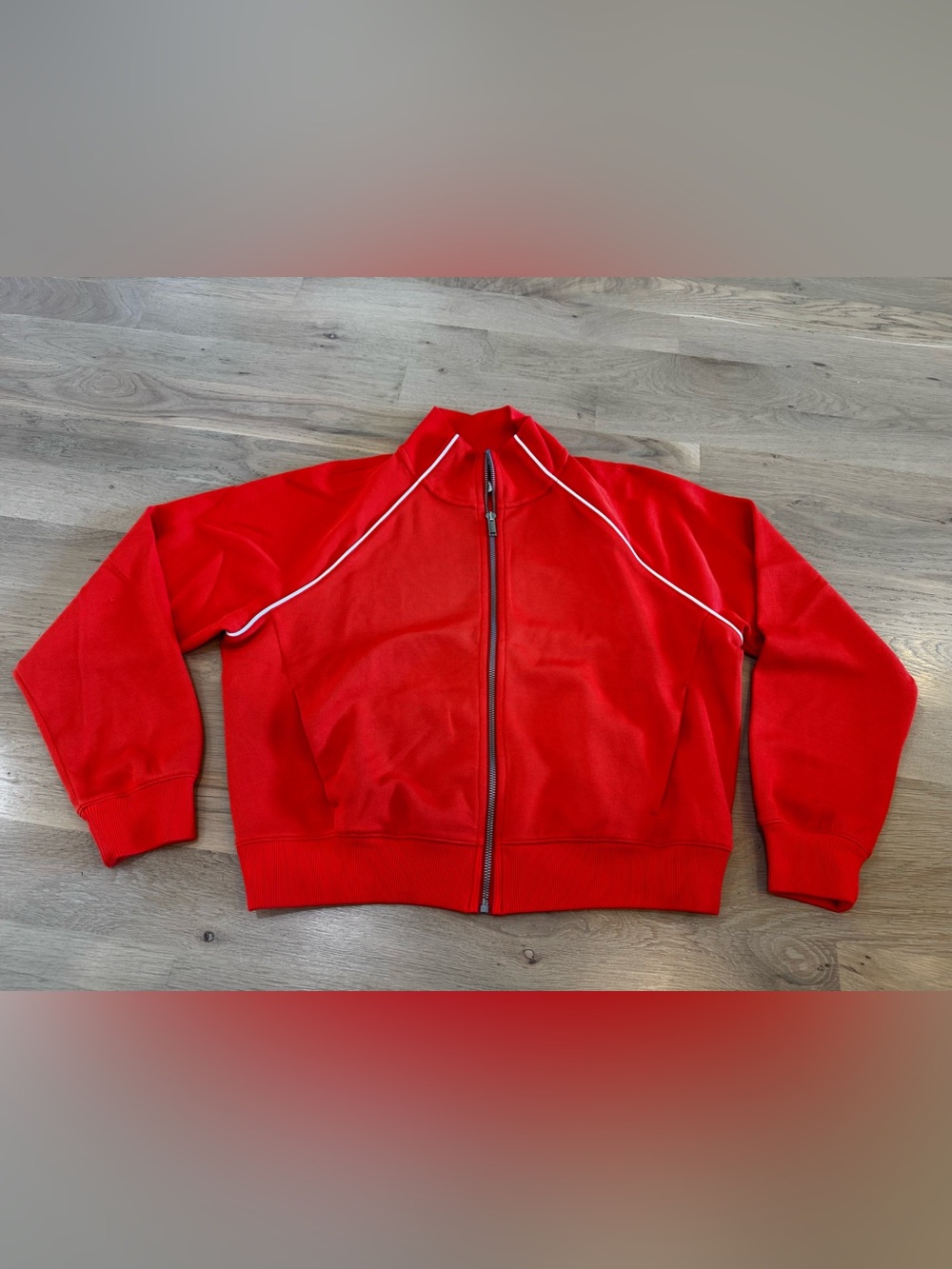 SPANX AirEssentials Pique Full Zip
Track Jacket poppy red size large